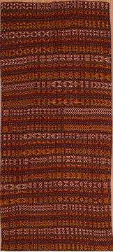 Kilim Orange Runner Flat Woven 4'1" X 10'7"  Area Rug 100-109270