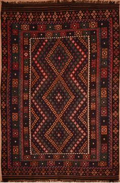 Afghan Kilim Red Rectangle 9x13 ft Wool Carpet 109274