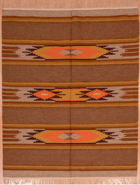 Russia Kilim Yellow Rectangle 5x7 ft Wool Carpet 109276