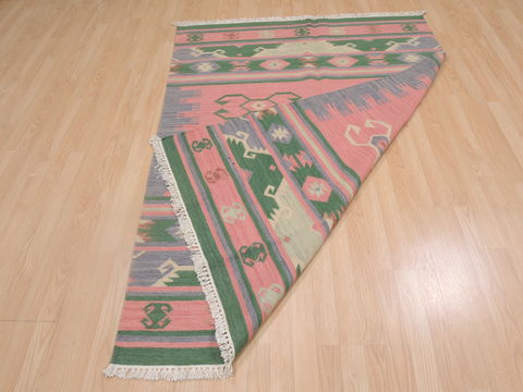 Kilim Green Flat Woven 46 X 60 Area Rug 100-109277 Image 12
