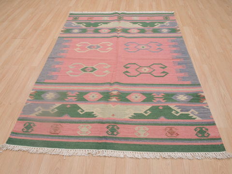 Kilim Green Flat Woven 46 X 60 Area Rug 100-109277 Image 1