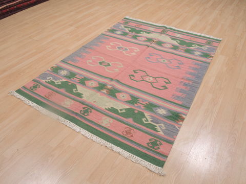 Kilim Green Flat Woven 46 X 60 Area Rug 100-109277 Image 2