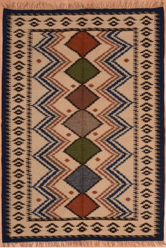 Kilim Beige Flat Woven 4'10" X 7'1"  Area Rug 100-109278