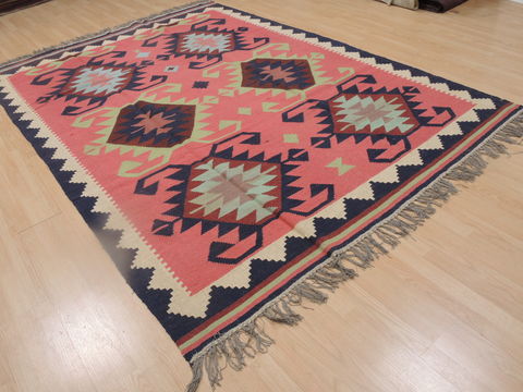 Kilim Purple Flat Woven 71 X 97 Area Rug 100-109281 Image 3