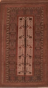 Kilim Brown Hand Knotted 5'1" X 9'3"  Area Rug 100-109286