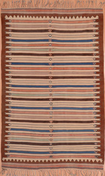 Turkish Kilim Multicolor Rectangle 5x8 ft Wool Carpet 109287