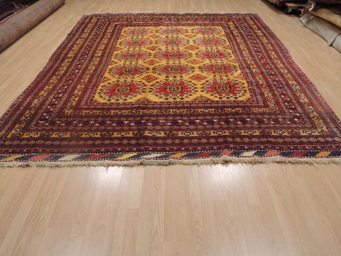 Khan Mohammadi Yellow Hand Knotted 89 X 107 Area Rug 100-109292 Image 1