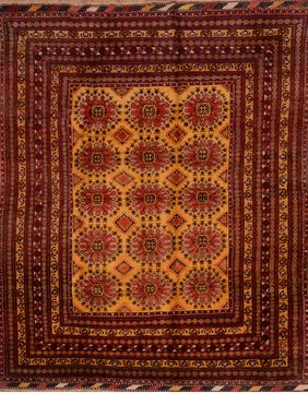 Afghan Khan Mohammadi Yellow Rectangle 9x12 ft Wool Carpet 109292