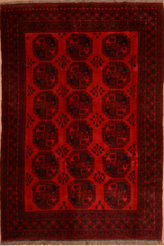 Afghan Khan Mohammadi Orange Rectangle 7x10 ft Wool Carpet 109295
