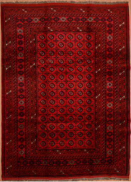 Afghan Khan Mohammadi Red Rectangle 8x11 ft Wool Carpet 109299