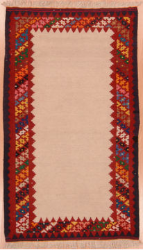 Afghan Kilim Beige Rectangle 2x4 ft Wool Carpet 109309