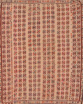 Kilim Red Hand Knotted 4'11" X 6'0"  Area Rug 100-109316