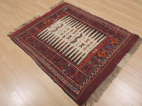 Kilim Red Hand Knotted 35 X 40  Area Rug 100-109320 Image 4