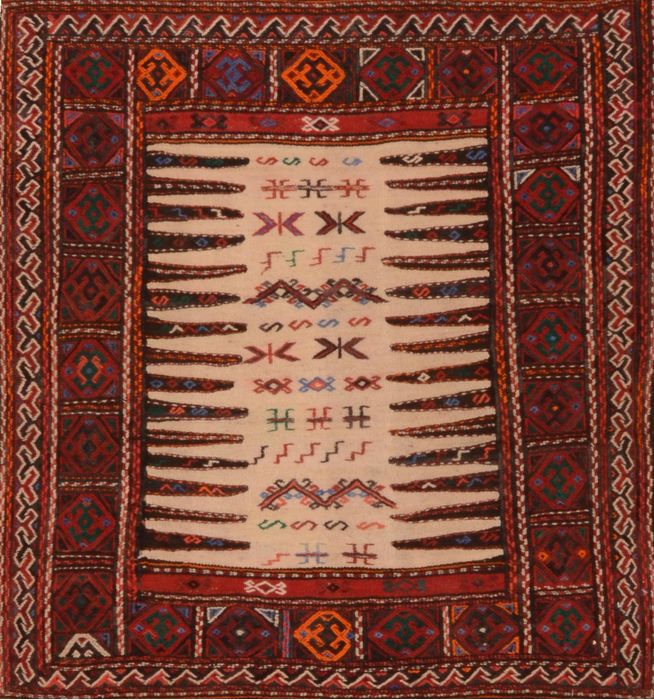 Kilim Red Hand Knotted 35 X 40  Area Rug 100-109320 Image 0