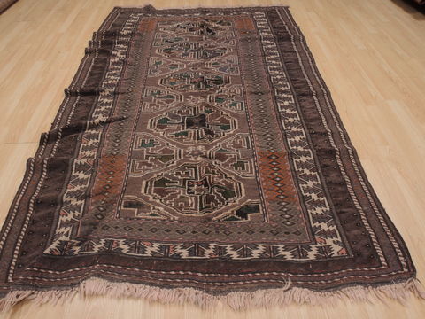 Kilim Brown Hand Knotted 411 X 88 Area Rug 100-109321 Image 1