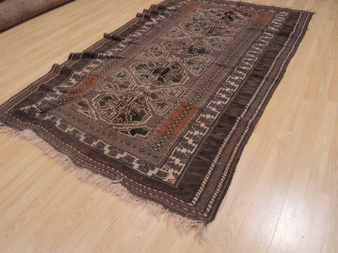Kilim Brown Hand Knotted 411 X 88 Area Rug 100-109321 Image 2