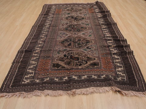 Kilim Brown Hand Knotted 411 X 88 Area Rug 100-109321 Image 3