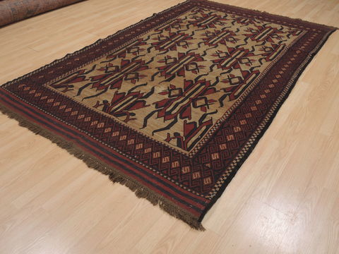 Kilim Red Hand Knotted 57 X 89 Area Rug 100-109322 Image 1