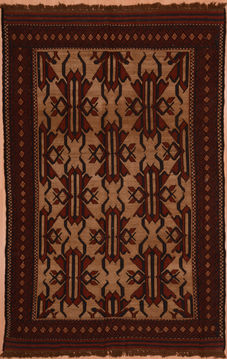 Afghan Kilim Red Rectangle 6x9 ft Wool Carpet 109322