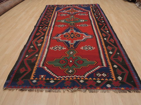 Kilim Red Runner Flat Woven 55 X 100 Area Rug 100-109325 Image 1