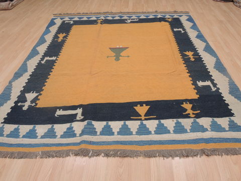 Kilim Orange Flat Woven 68 X 99 Area Rug 100-109330 Image 3