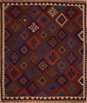 Afghan Kilim Red Rectangle 8x10 ft Wool Carpet 109333