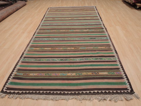 Kilim Green Runner Flat Woven 41 X 103 Area Rug 100-109338 Image 15