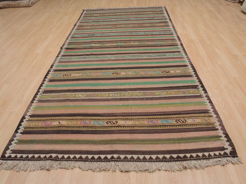Kilim Green Runner Flat Woven 41 X 103 Area Rug 100-109338 Image 3