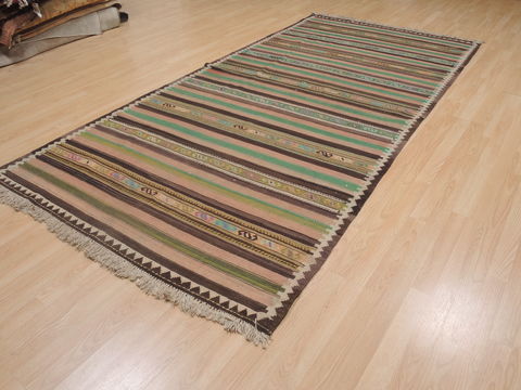 Kilim Green Runner Flat Woven 41 X 103 Area Rug 100-109338 Image 4
