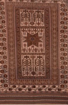 Afghan Kilim Brown Rectangle 5x8 ft Wool Carpet 109346