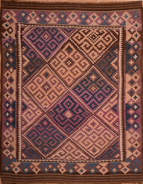 Afghan Kilim Blue Rectangle 9x12 ft Wool Carpet 109349