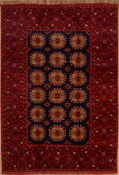 Afghan Khan Mohammadi Blue Rectangle 8x11 ft Wool Carpet 109353
