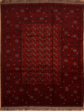 Afghan Khan Mohammadi Red Rectangle 8x11 ft Wool Carpet 109355