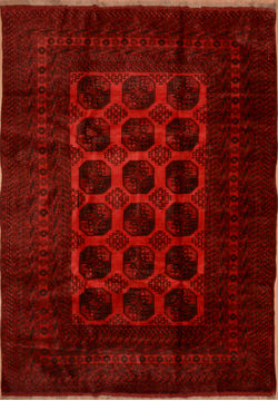 Afghan Khan Mohammadi Red Rectangle 7x10 ft Wool Carpet 109356