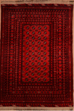 Afghan Khan Mohammadi Red Rectangle 8x11 ft Wool Carpet 109357