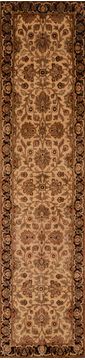 Indian Jaipur Beige Runner 10 to 12 ft Wool Carpet 109367