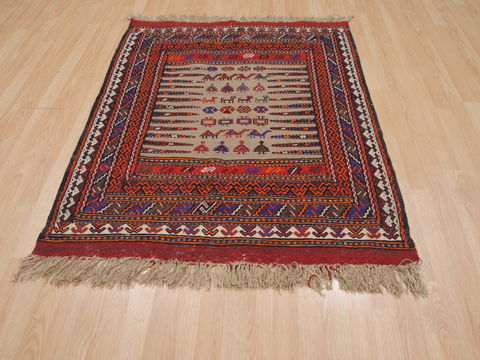 Kilim Red Flat Woven 38 X 47 Area Rug 100-109376 Image 1