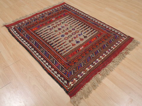 Kilim Red Flat Woven 38 X 47 Area Rug 100-109376 Image 3