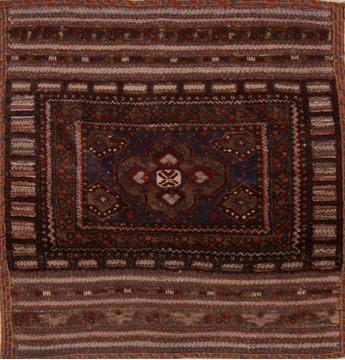 Afghan Baluch Blue Square 4 ft and Smaller Wool Carpet 109381
