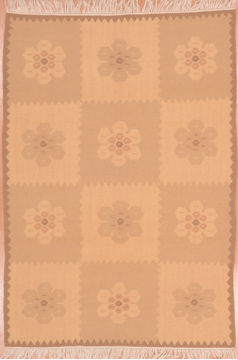 Afghan Kilim Beige Rectangle 4x6 ft Wool Carpet 109383