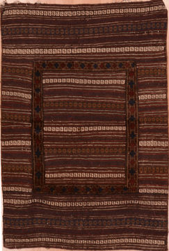 Kilim Red Square Hand Knotted 4'0" X 4'4"  Area Rug 100-109392