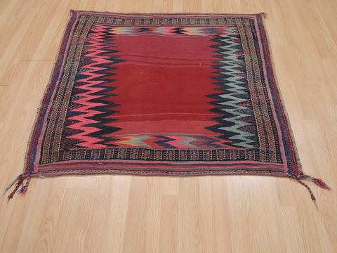 Kilim Red Square Hand Knotted 37 X 311 Area Rug 100-109394 Image 1