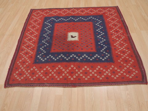 Kilim Red Square Flat Woven 42 X 42 Area Rug 100-109396 Image 1