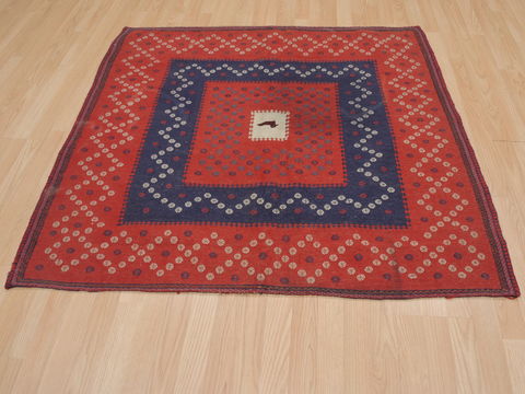 Kilim Red Square Flat Woven 42 X 42 Area Rug 100-109396 Image 4