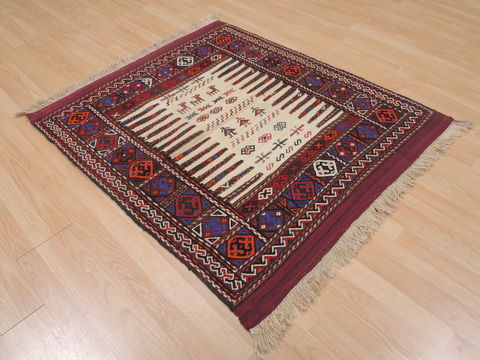 Kilim Red Square Hand Knotted 33 X 33 Area Rug 100-109402 Image 2