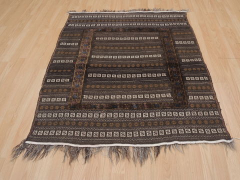 Kilim Brown Square Flat Woven 40 X 40 Area Rug 100-109403 Image 3