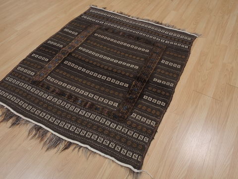 Kilim Brown Square Flat Woven 40 X 40 Area Rug 100-109403 Image 4
