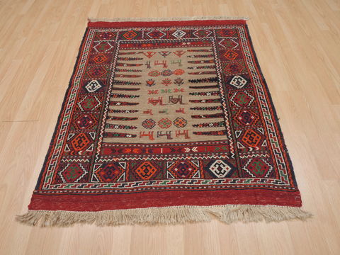 Kilim Red Square Flat Woven 33 X 33 Area Rug 100-109405 Image 1