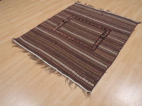 Kilim Brown Hand Knotted 41 X 49 Area Rug 100-109409 Image 2