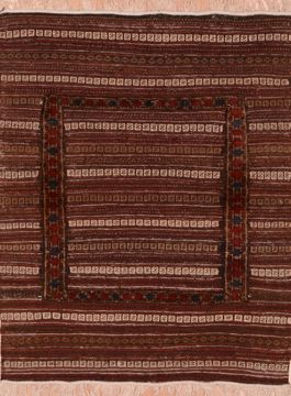 Kilim Brown Hand Knotted 3'10" X 4'8"  Area Rug 100-109411